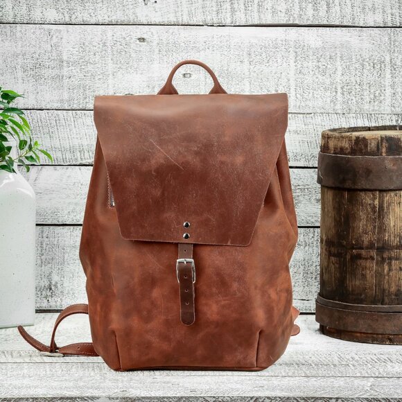 Genuine Black Leather Backpack Travel Unisex Carryon main image 6